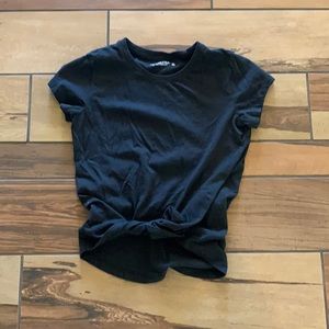 Tight crop front tie shirt